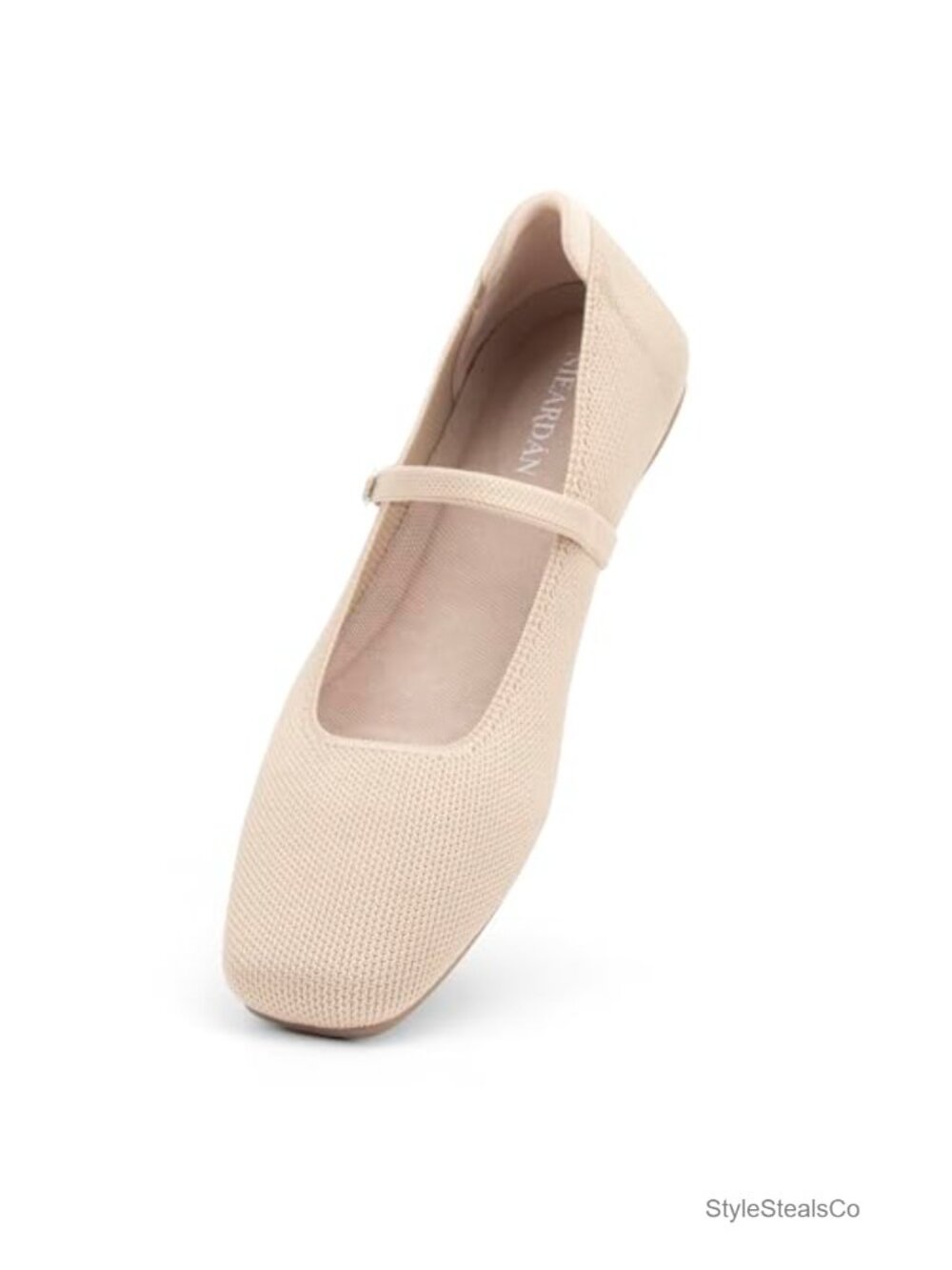 Women's Square Toe Knit Ballet Flats Mary Jane Slip On Comfy Casual Work Shoes